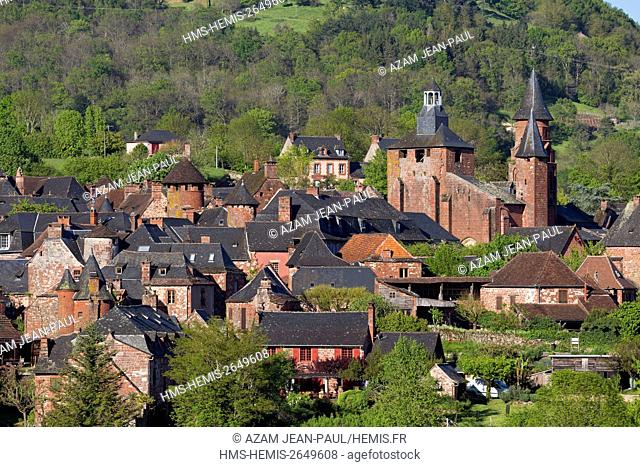 France, Correze, Collonges la Rouge, labelled Les Plus Beaux Villages de France (The Most Beautiful Villages of France), village built in red sandstone