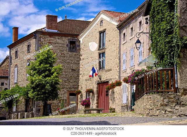 Lavaudieu Old village, and Town hall , Lavaudieu, medieval village, 43, Auvergne, Haute Loire, France