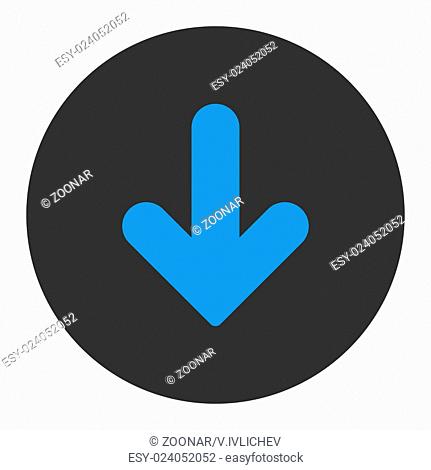 Arrow Down flat blue and gray colors round button