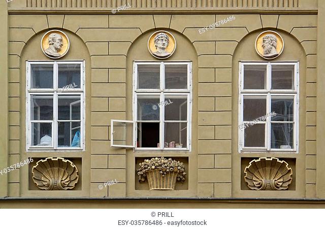 architectural detail seen in Prague, the capital of the Czech Republic