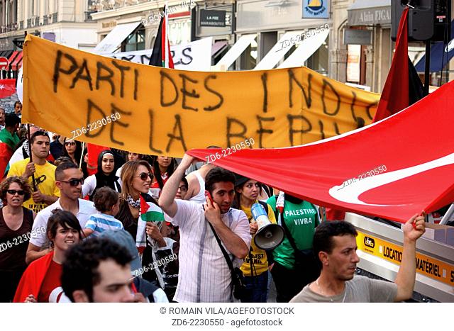 Protest against the bombing of Gaza in Palestine, 5 june 2010, Lyon, Rhone, Rhone Alpes, France, Europe