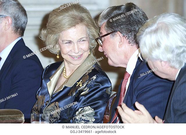The former Queen Sofia attends the 28th edition of the Reina Sofia Iberoamerican Poetry Award at on November 22, 2019 in Madrid, Spain