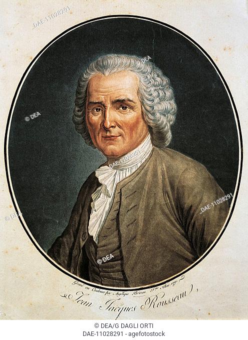 Portrait of Jean-Jacques Rousseau (Geneva, 1712-Ermenonville, 1778), Swiss writer, philosopher and musician. Engraving of 1791