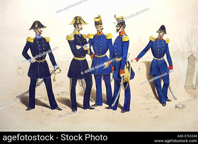 Austrian uniforms around 1850. Army History Museum in Vienna. Austria