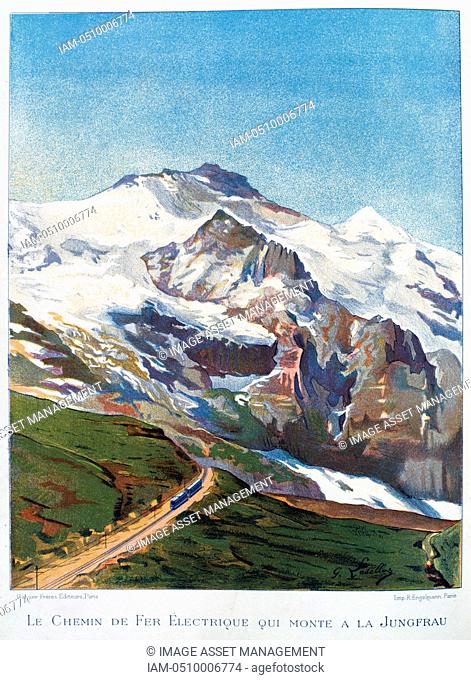 Jungfraubajn - electric cog railway on the Jungfrau, Switzerland, operated on the Guyer-Zeller system. Work begun in 1896