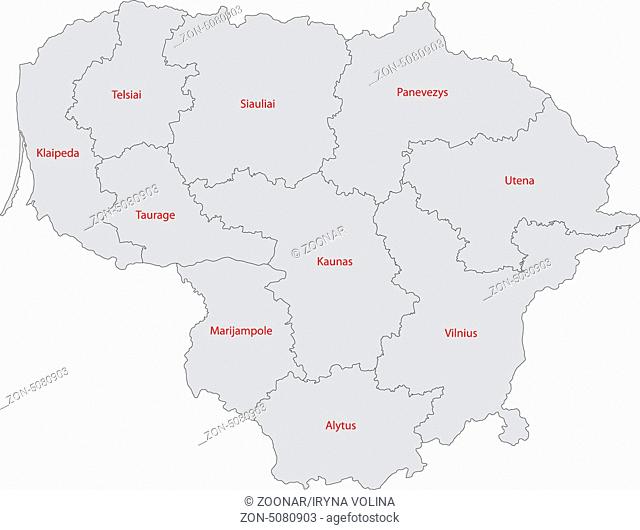 Grey Lithuania map