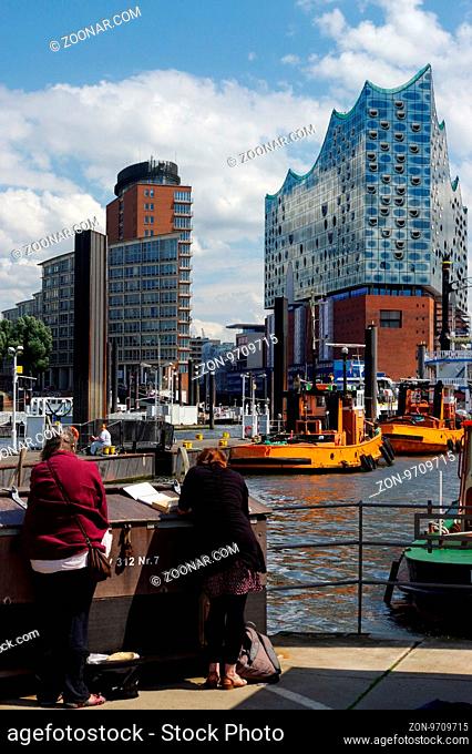 HAMBURG, GERMANY - JULY 18, 2015: the View of Hamburg from the port place, Hamburg is the second largest city in Germany and the eighth largest city in the...