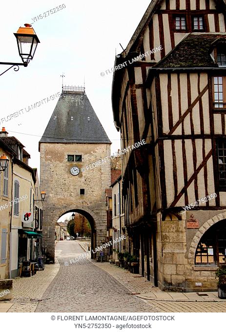Noyers sur Serein, Yonne (89), Burgundy, scenery on the village and its timbering houses