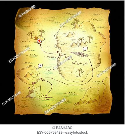 Treasure map on wooden background
