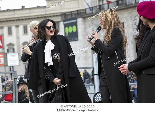Italian singer Jo Squillo (Giovanna Coletti) celebrates the International Women's Day with a concert with her colleagues, singers Paola Iezzi