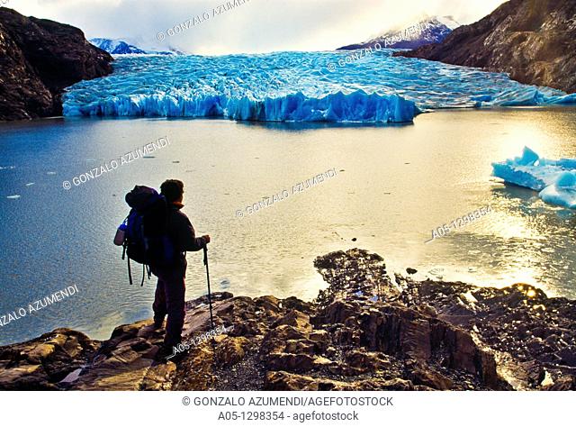 Grey Glacier  Grey lake  Torres del Paine National Park  UNESCO World Biosphere Reserve, Patagonia, Chile, South America