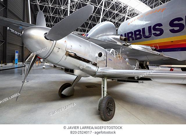 Messerschmitt Bf 109 and Super Guppy SGT aircraft. Aeroscopia. Aeronautical Museum. Toulouse. Haute Garonne. France