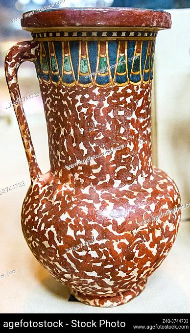 Egypt, Cairo, Egyptian Museum, from the tomb of Yuya and Thuya in Luxor : Dummy vase in wood, painted to imitate granite
