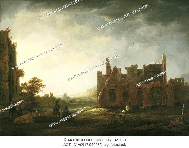 Aelbert Cuyp, Dutch, 1620-1691, Landscape with the Ruins of Rijnsburg Abbey, ca. 1645, oil on canvas, Unframed: 40 1/4 × 55 1/2 inches (102