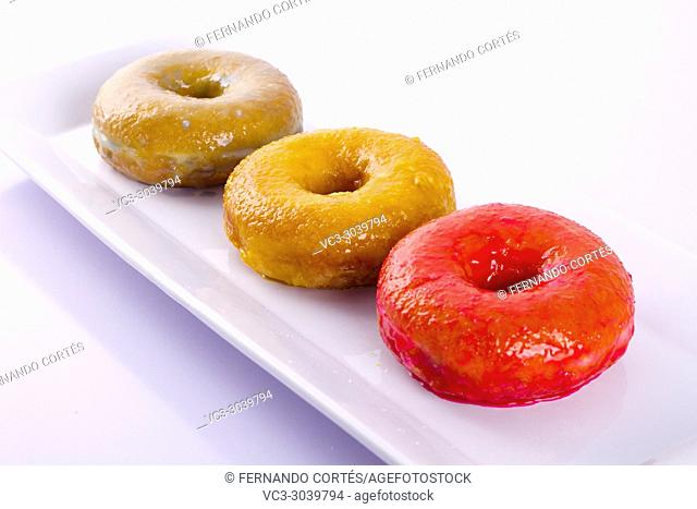 Colorful donut on a plate