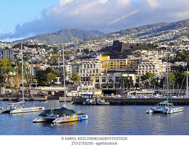 Portugal, Madeira, Funchal, View of the Marina do Funchal