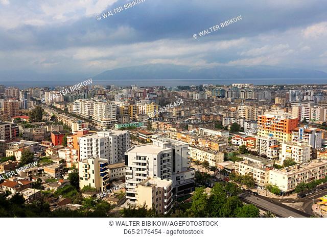 Albania, Vlora, elevated city view