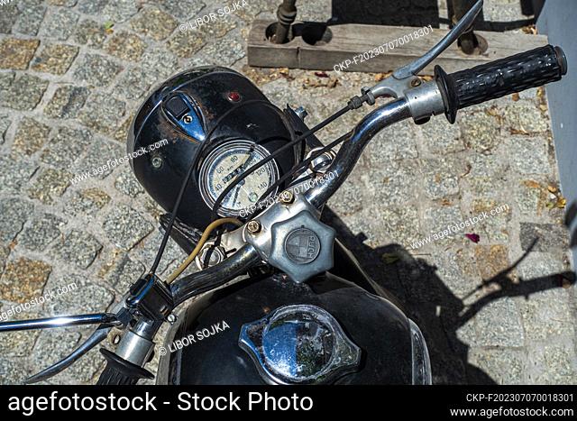 The historical motorcycle PUCH, veteran, in Hallstatt town, June 29, 2023. (CTK Photo/Libor Sojka)