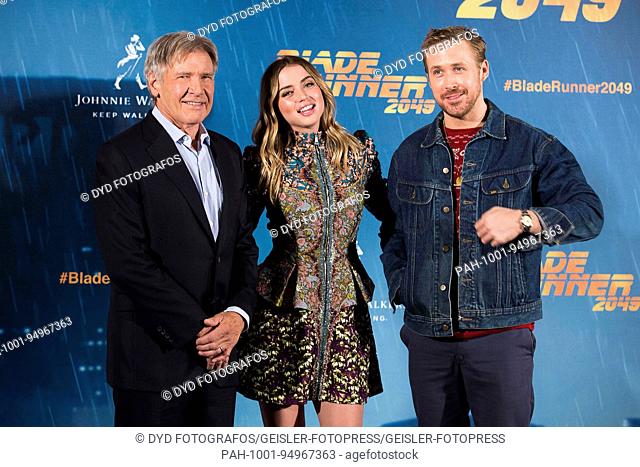 Harrison Ford, Ana de Armas and Ryan Gosling at the Photocall for 'Blade Runner 2049' at Hotel Villamagna. Madrid, 19.09.2017 | Verwendung weltweit