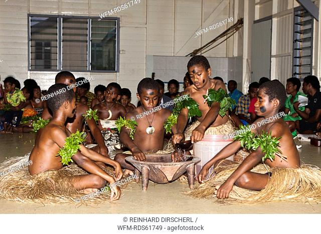 Natives perform Kava Ceremony, Makogai, Lomaviti, Fiji