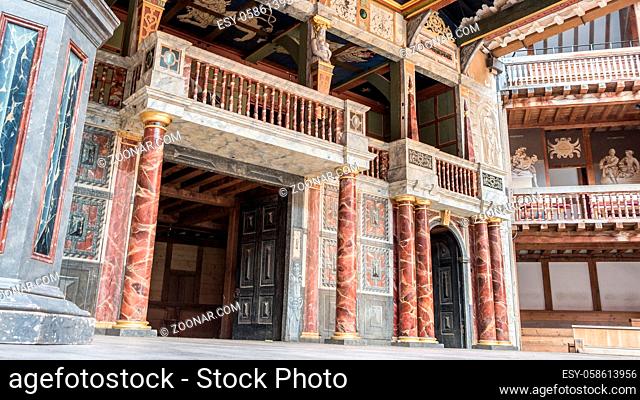 LONDON, UK - OCTOBER, 13, 2014: Interior of the famous old Shakespeare's Globe Theatre in London
