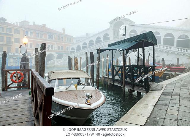 Foggy morning on Grand Canal in Venice
