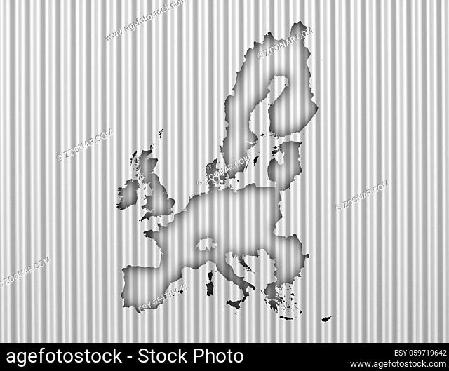 Karte der EU auf Wellblech - Map of the EU on corrugated iron