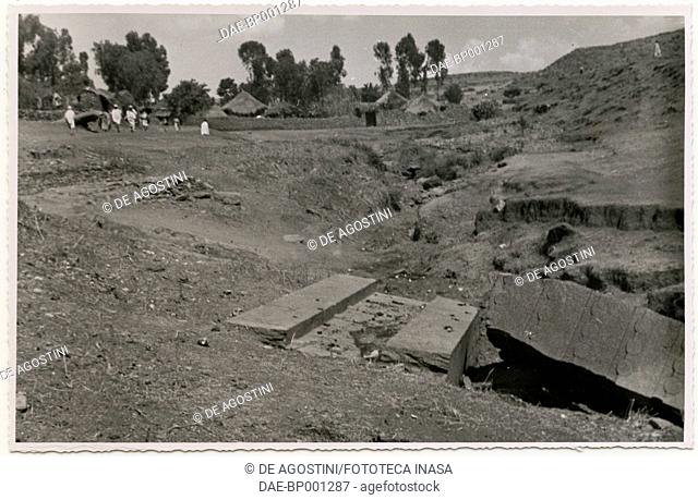 Fragments of a stele, Axum, Ethiopia, photograph by Ugo Monneret de Villard, 1937