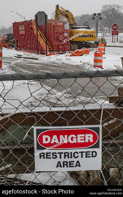 Madison Heights, Michigan USA - 19 January 2020 - A U. S. Environmental Protection Agency Superfund cleanup site, where the owner of Electro-Plating Services...