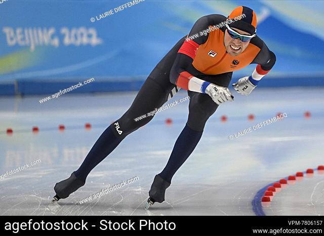 Dutch speed skater Patrick Roest pictured in action during the men's 5000m speed skating event, at the Beijing 2022 Winter Olympics in Beijing, China