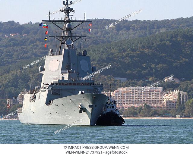 Spanish warship ESPS Almirante Juan de Borbon enters the Black sea town of Varna Harbor, east of the Bulgarian capital Sofia, Friday, Sep. 19, 2014