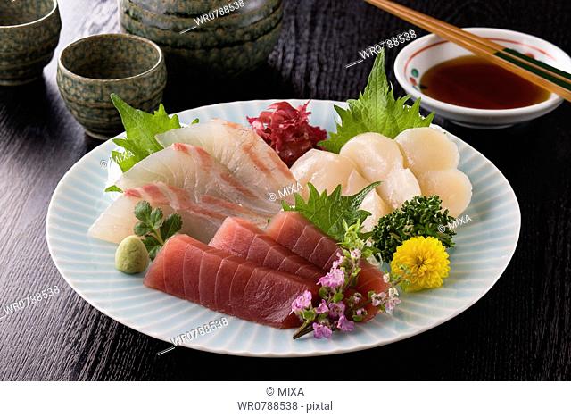 Three Assorted Sashimi, Lean Tuna, Sea Bream and Scallop