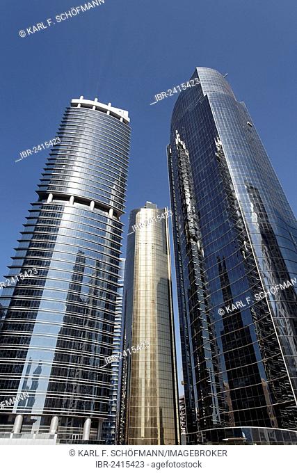 Skyscrapers close together, large scale construction project, Jumeirah Lake Towers, Dubai, United Arab Emirates, Middle East, Asia