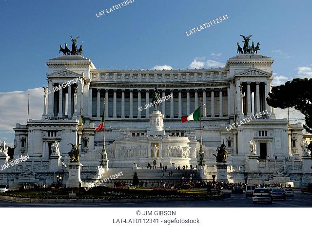 Piazza Venezia. Vittoriano. Monument to King Victor Emmanuel. White marble palace