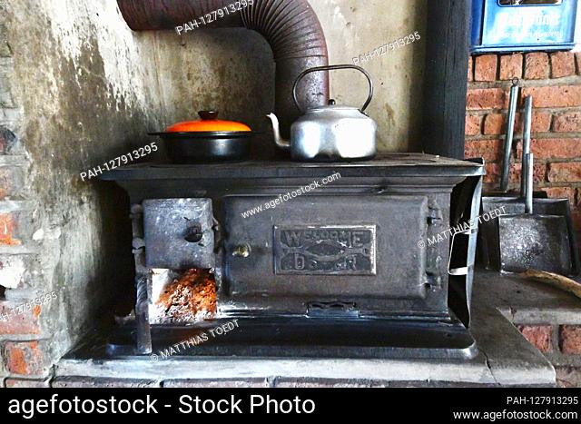 Old English stove on a guest farm in Oshikoto, taken on 03/06/2019. Such stoves and ovens are often set up to simply create a rustic ambience