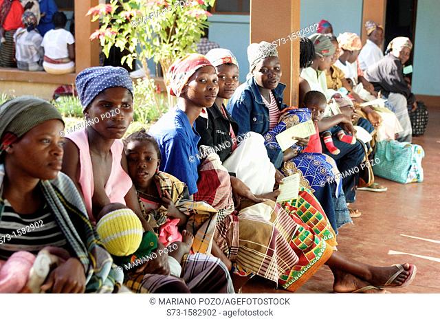 People waiting in Chalucuane Hospital, Mozambique, Africa