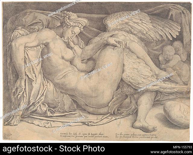 Leda and the Swan. Artist: Cornelis Bos (Netherlandish, Hertogenbosch ca. 1510?-before 1566 Groningen); Artist: After Michelangelo Buonarroti (Italian