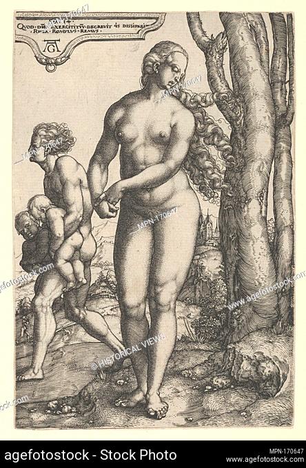 Rhea Silvia. Artist: Heinrich Aldegrever (German, Paderborn ca. 1502-1555/1561 Soest); Date: 1532; Medium: Engraving; Dimensions: Sheet: 5 13/16 x 3 15/16 in