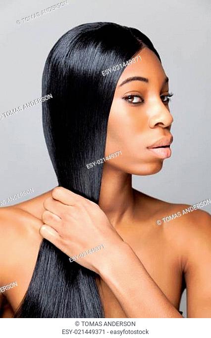 Black beauty with long straight hair