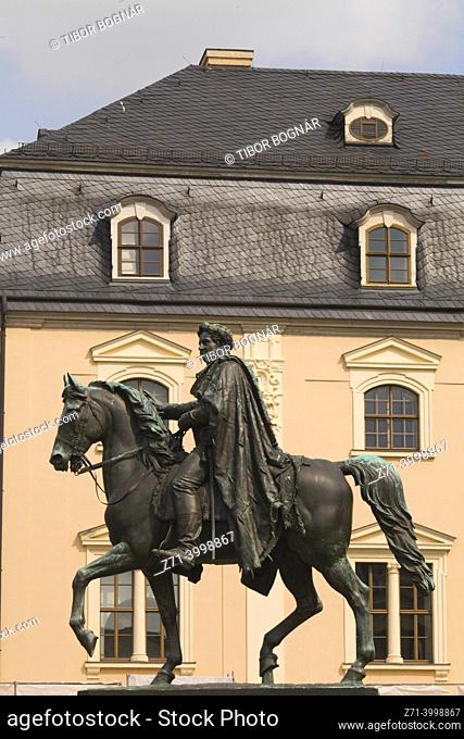 Germany, Thuringia, Weimar, Carl August statue,