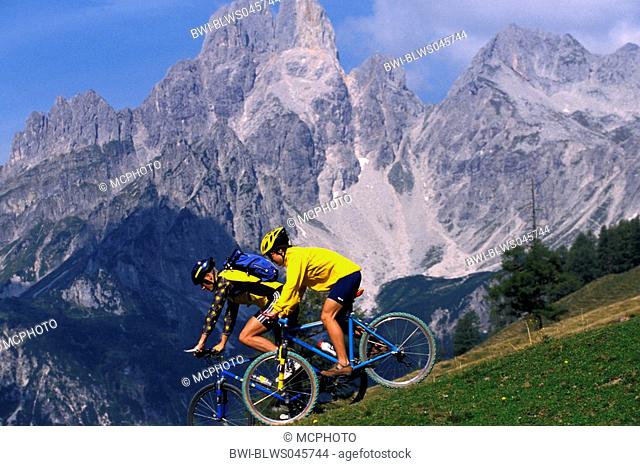 two mountainbikers in the Alpes, Austria