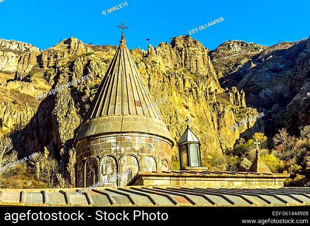 Christian temple Geghard in Armenia. UNESCO World Heritage