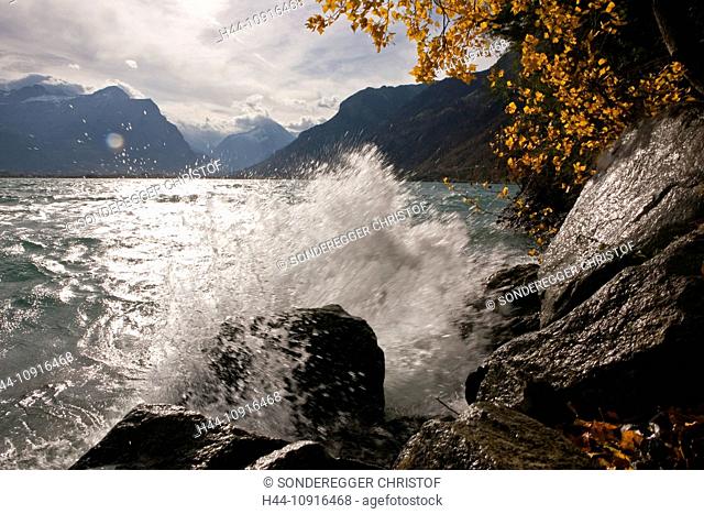 Mountain, mountains, autumn, lake, Uri, Switzerland, Europe, Vierwaldstättersee, Lake Lucerne, central Switzerland, waves, weather, Lake Uri, Isleten