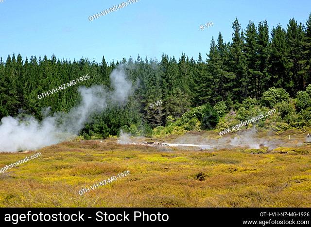 Craters of the Moon, a geothermal attraction with a wide variety of thermal features, craters, fumaroles, mud pools, steaming trenches and coloured soil