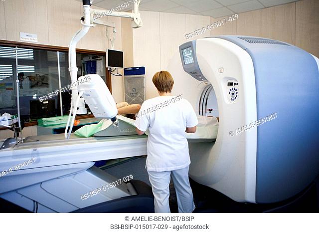 Reportage in a radiology service in a hospital in Haute-Savoie, France. Scanner