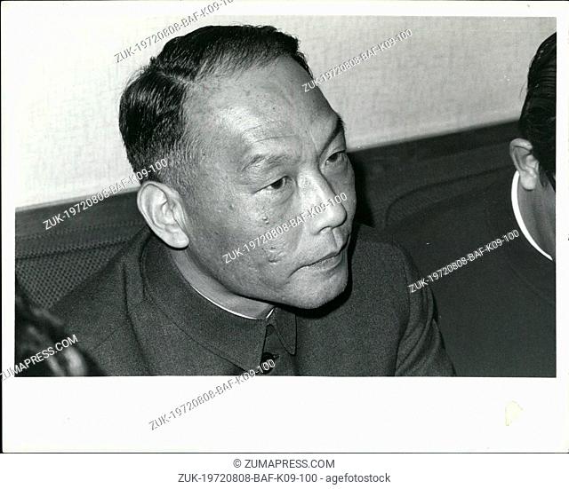 Aug. 08, 1972 - First Red Chinese Ambassador in Mexico Hsiung Hsiang Hui. (Credit Image: © Keystone Press Agency/Keystone USA via ZUMAPRESS.com)