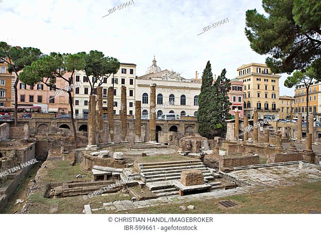 Excavation of temples from the Roman Republic period in Area Sacra del Largo Torre Argentina, Rome, Italy, Europe