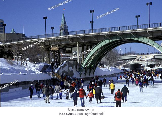 People skating the Rideau Canal, Ottawa, Ontario