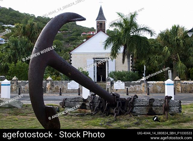 Old anchor opposite St Bartholomews Anglican Church Gustavia St Barts