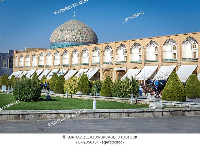 Naqsh-e Jahan Square (Imam Square, formlerly Shah Square) in centre of Isfahan in Iran. View with dome of Sheikh Lotfollah Mosque